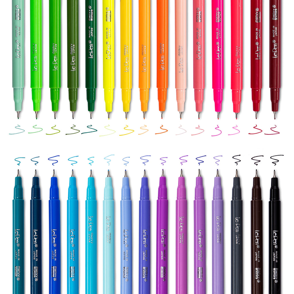 Le Pens Multicolor Set | 0.3mm Fine Point Pens | Smudge Proof Ink | All 30 Basic, Neon and Pastel Colors