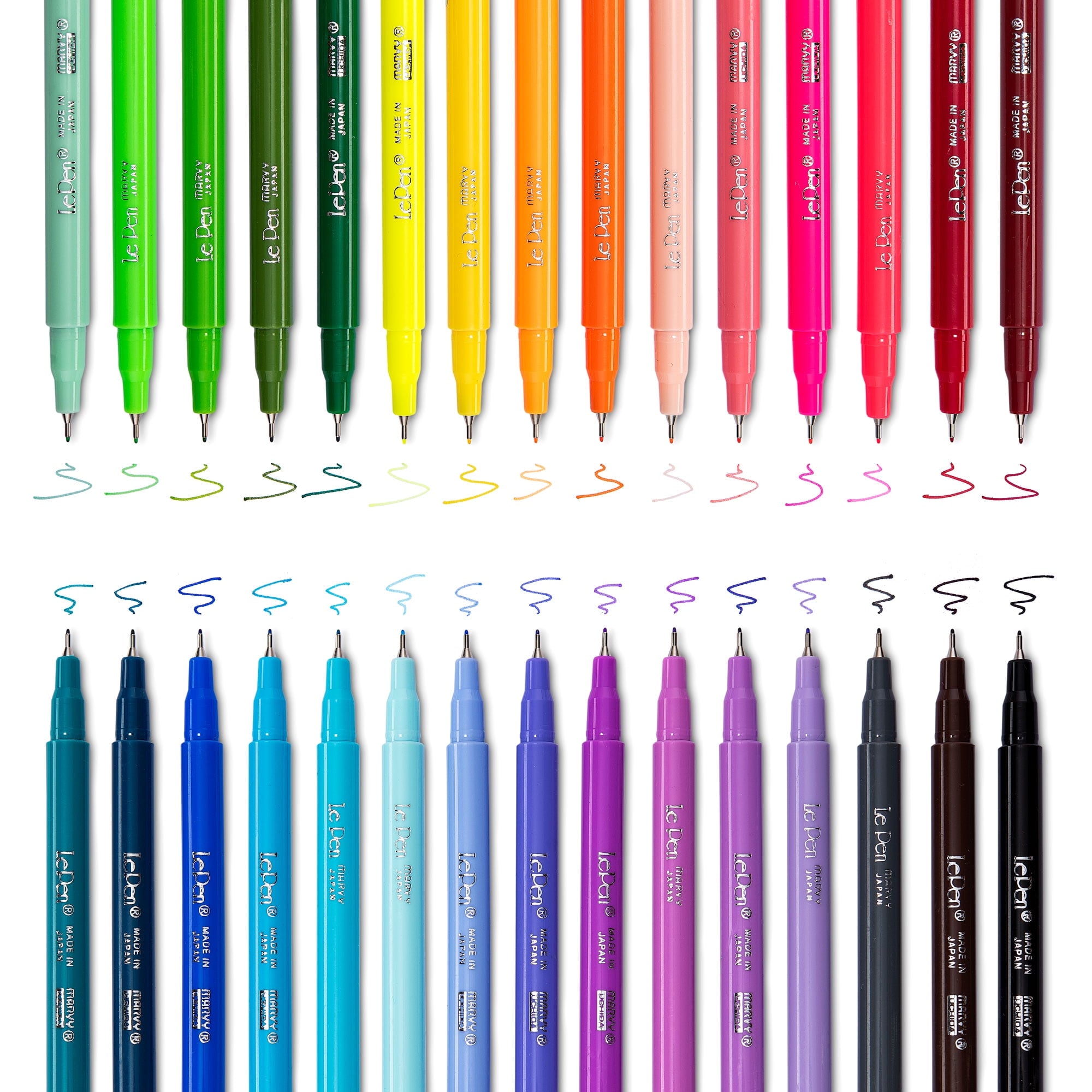 Le Pens Multicolor Set | 0.3mm Fine Point Pens | Smudge Proof Ink | All 30 Basic, Neon and Pastel Colors
