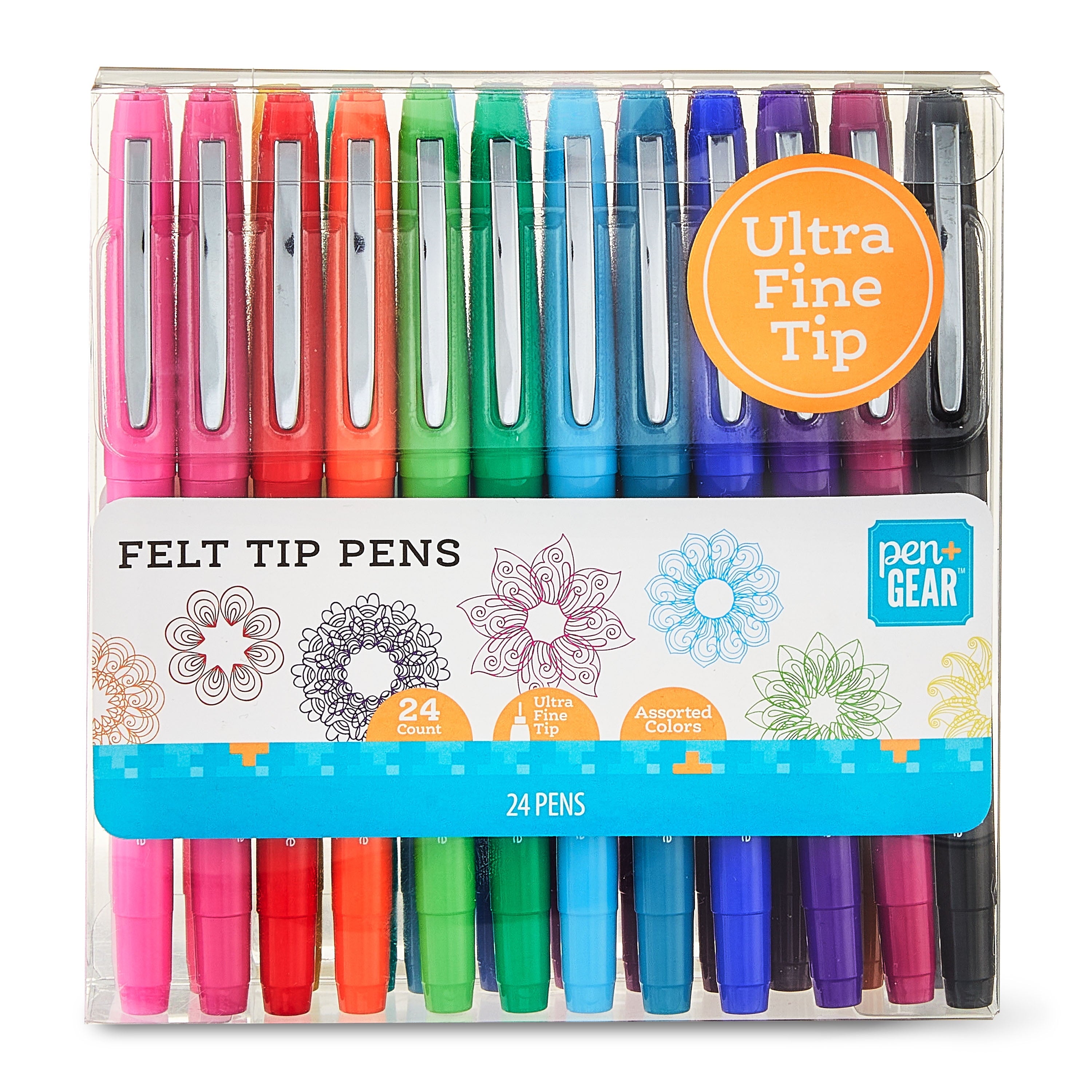 Pen+Gear Felt-Tip Pens, Ultra Fine, Assorted Colors, 24 Count