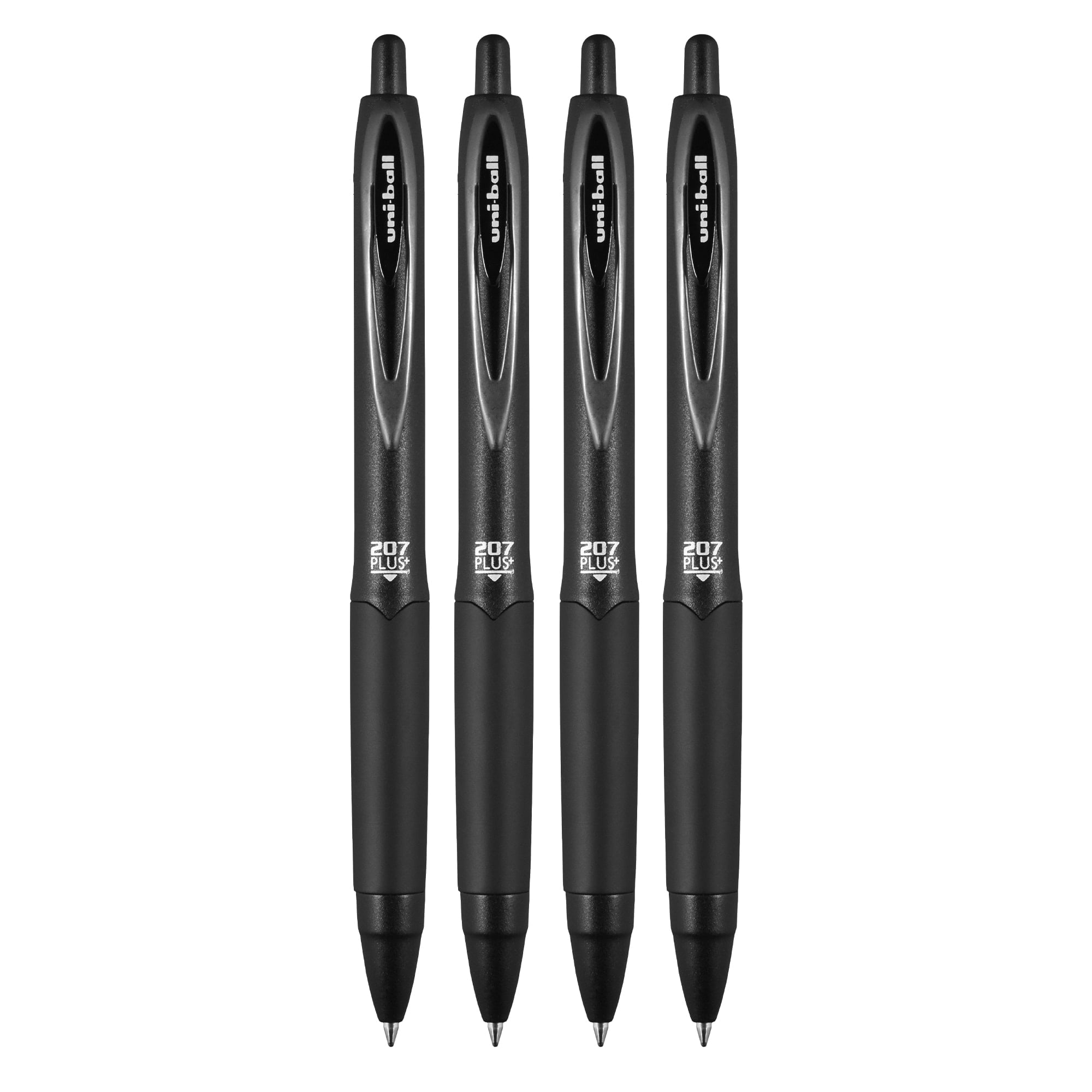 Uniball 207 Plus+ Retractable Gel Pens, Medium Point (0.7mm), Black Ink, 4 Count