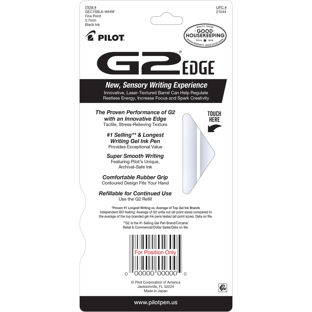 Pilot G2 Premium Retractable Gel Ink Pens, Fine Point, Black Ink, Edge White 5 Count