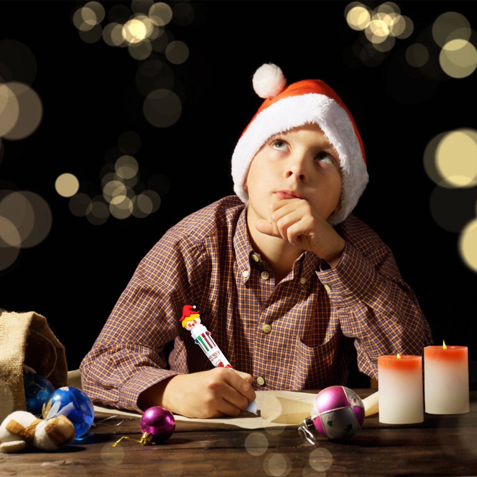 Office Supplies Under 1$! New Style Cute 10 Colors Christmas Press Ballpoint Pen, 1PC Cute Christmas Pen Class Stationery Prize