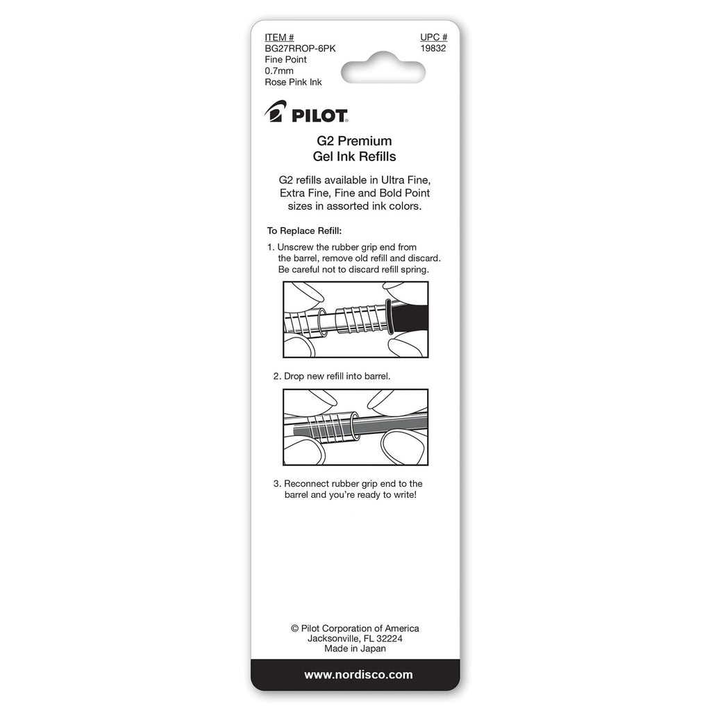 Pilot G2 07 18349 Pens & Refills, Rose Pink Gel Ink, 0.7mm Fine