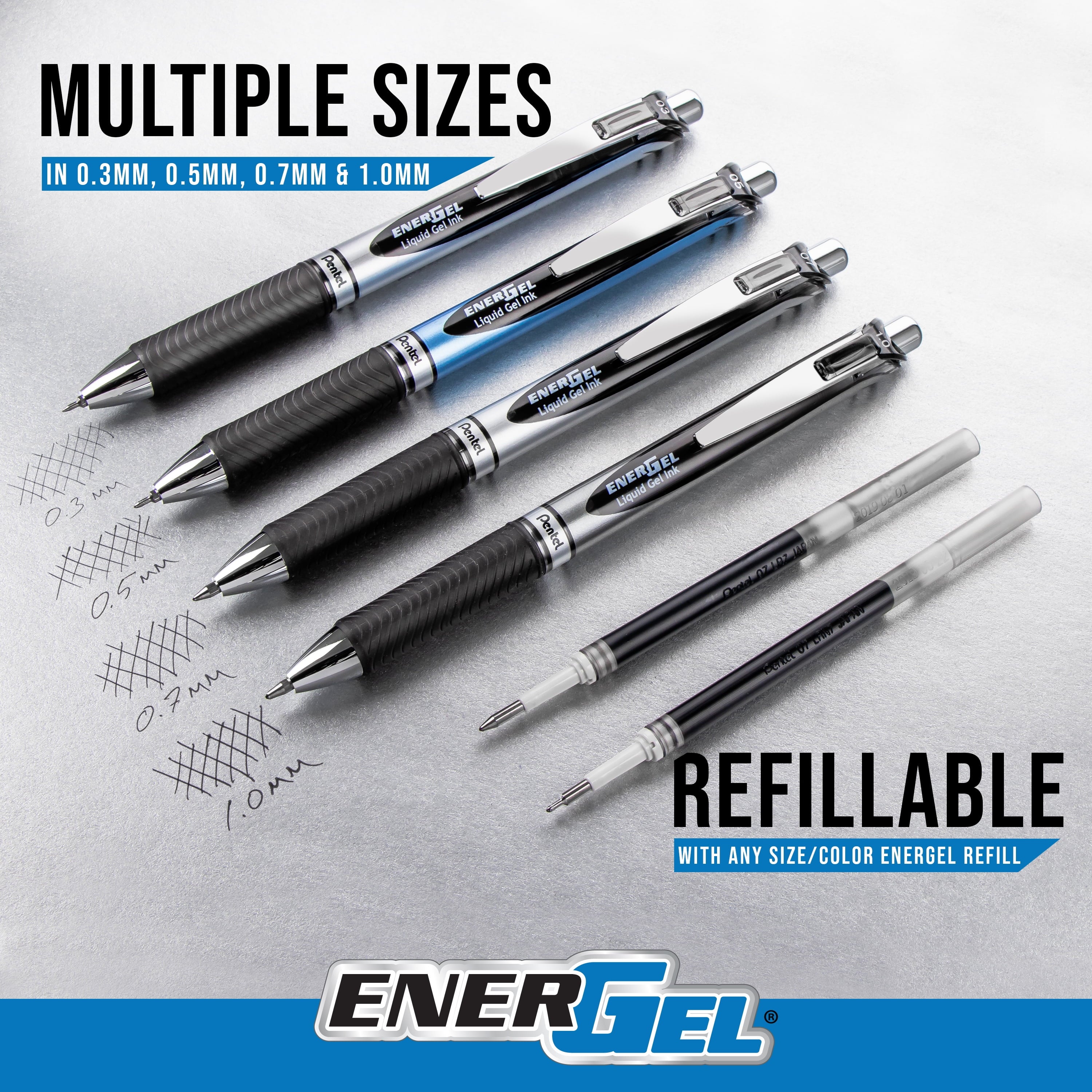 Pentel EnerGel RTX Gel Ink Pens, Medium Point, 0.7mm, Passion Hue Assorted Ink, Pack of 5 Pens
