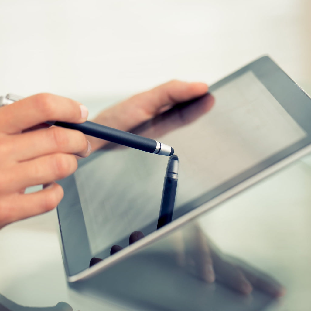 Uxcell Ballpoint Pen with Stylus Tip Metal Pen Black Ink 1.0mm Medium Point Stylus Pen Style 2, Gray 6 Pack