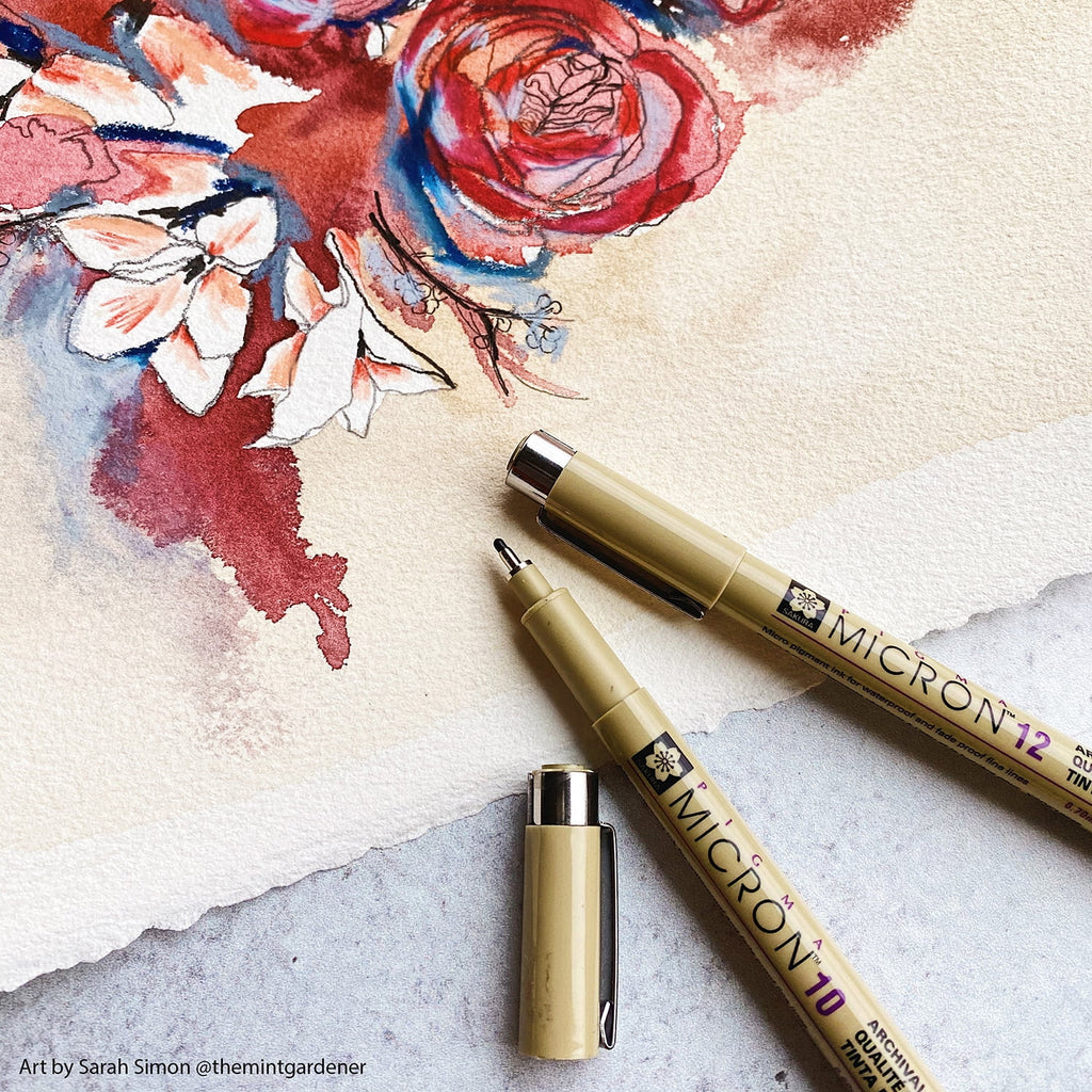 Sakura Pigma Micron Fine Liner Pen Set, Archival Black Ink, 4 Pen Tip Sizes 03, 05, 08, 10