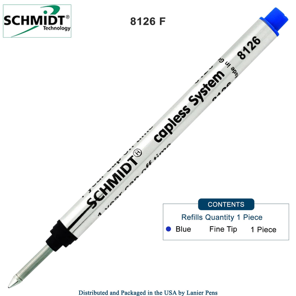 Schmidt 8126 Long version Capless Blue Ink Reifll, Fine Tip 0.6mm
