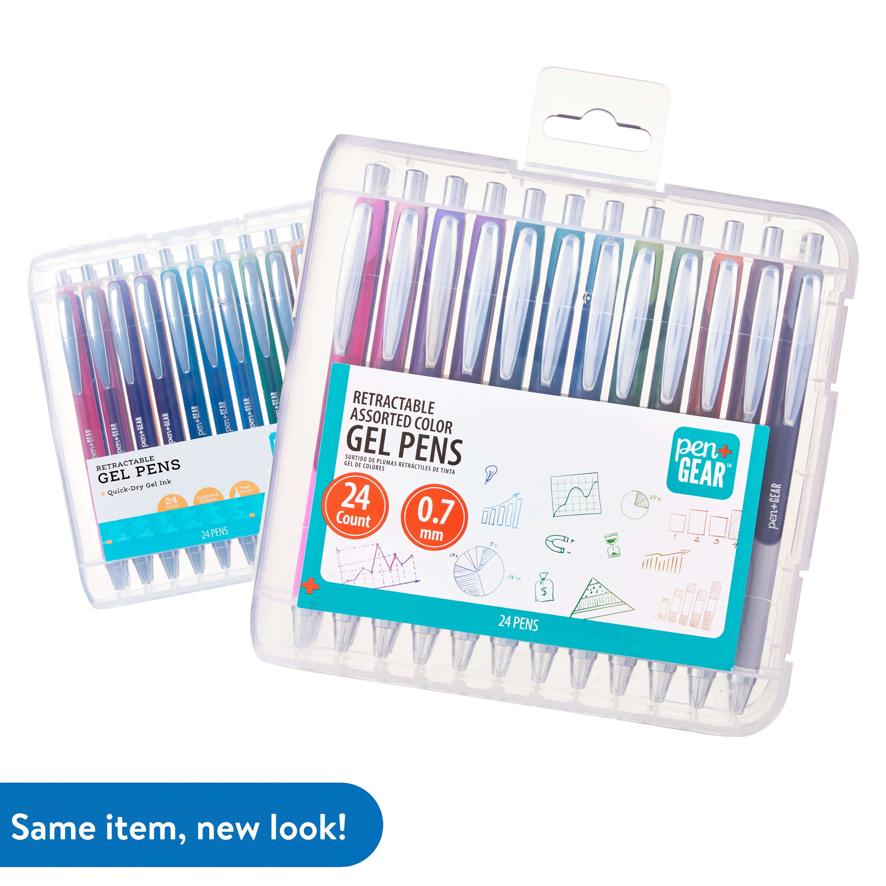Pen+Gear Retractable Gel Pens, Medium Point, .07 mm, Assorted Colors, 24 Count