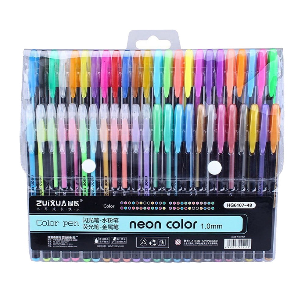 Glitter Gel Pens, 48 pcs Neon Glitter Pens Fine Tip Art Markers Set Colored Gel Pens for Coloring Book, Drawing, Doodling, Scrapbook, Journaling, Sparkle Pen Easter Gifts Set of 48