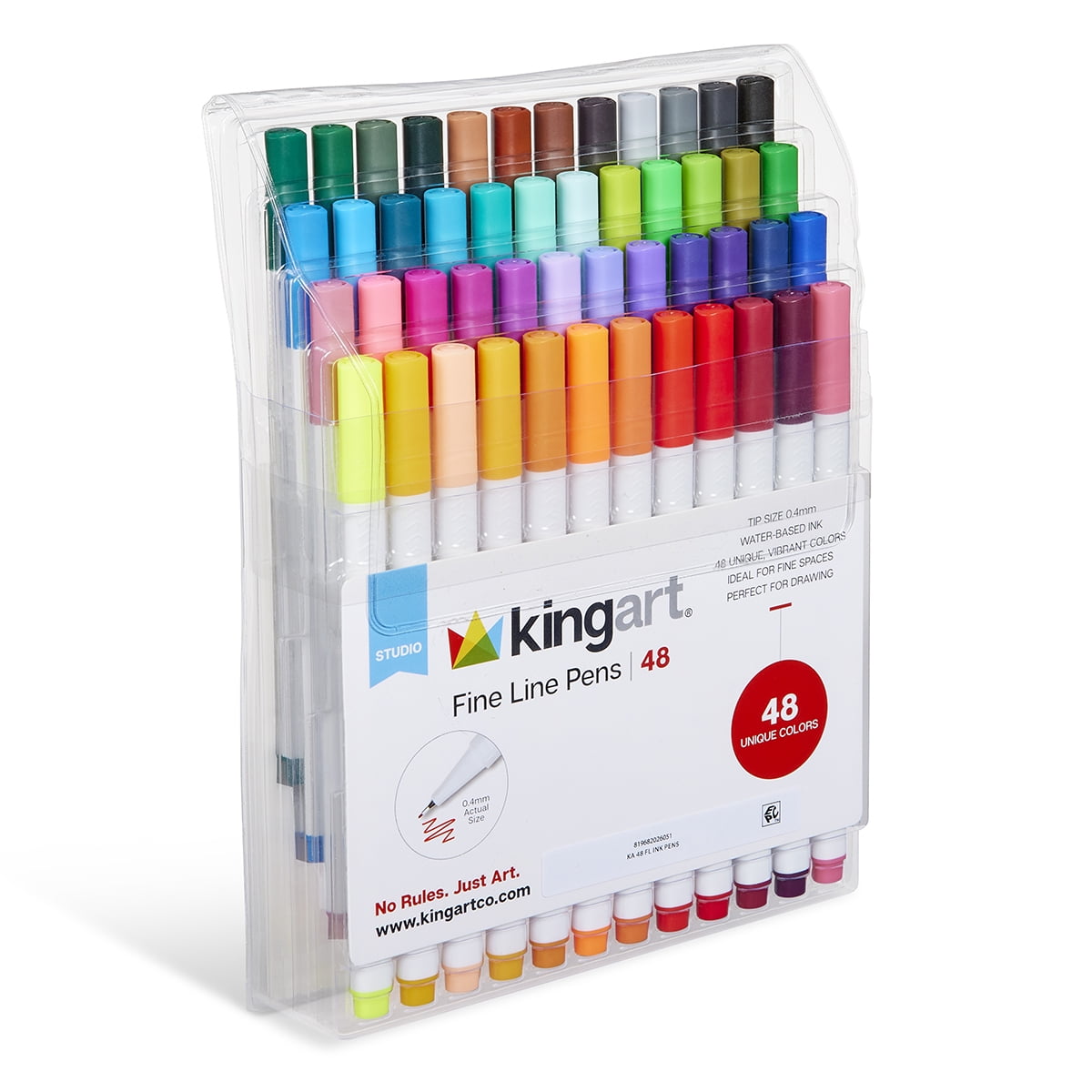 KINGART 48pc Fine Line Color Ink Pens, Size 0.4 mm
