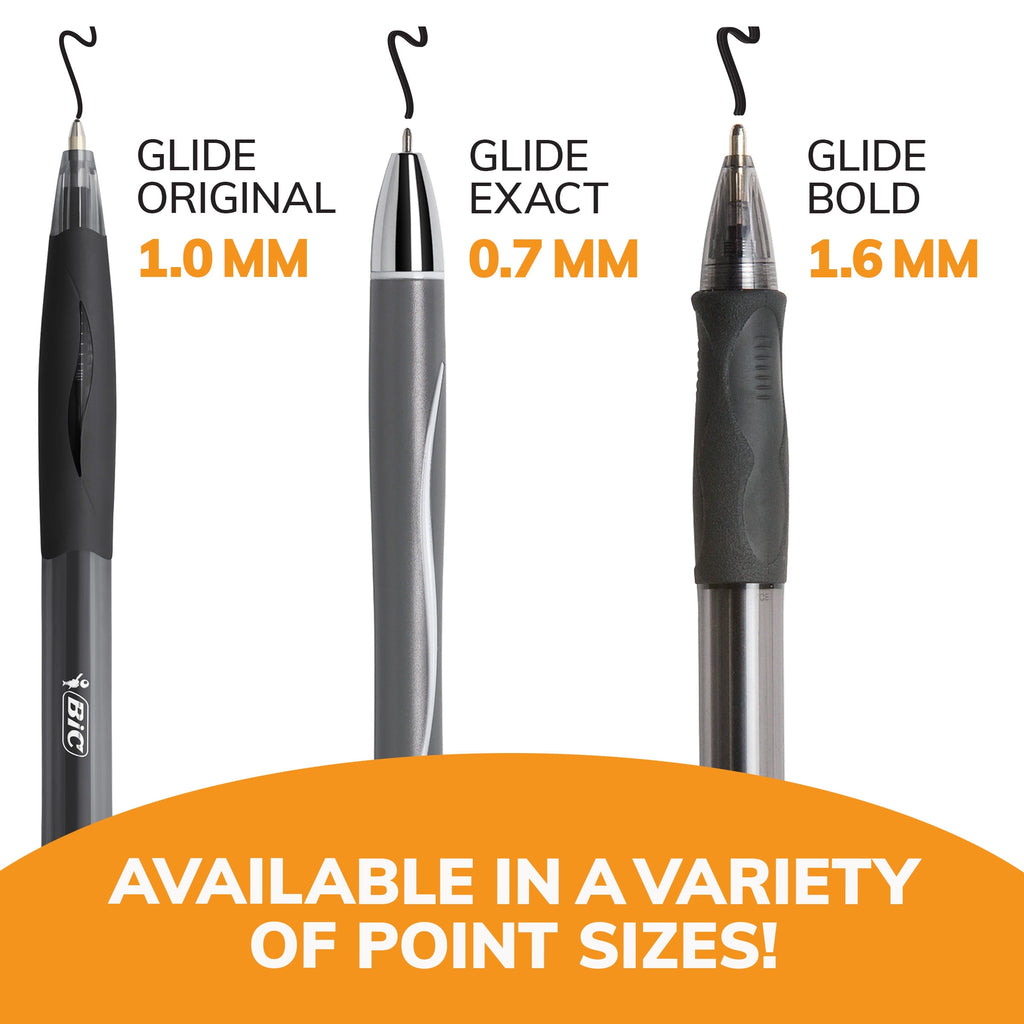 BIC Glide Original Retractable Ball Pens, Medium Point (1.0 mm), Black, 2-Count