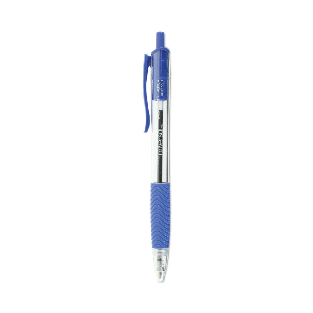 Universal UNV15531 1 mm Comfort Grip Retractable Ballpoint Pens - Medium, Blue (1 Dozen)