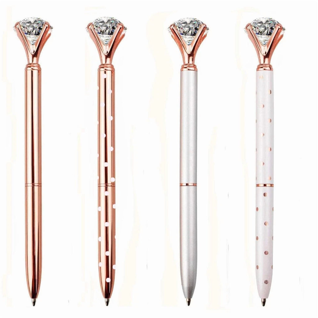Set Of 12 Diamond Pens, Crystal Topped Ballpoint Pens For Gifting Office - Black
