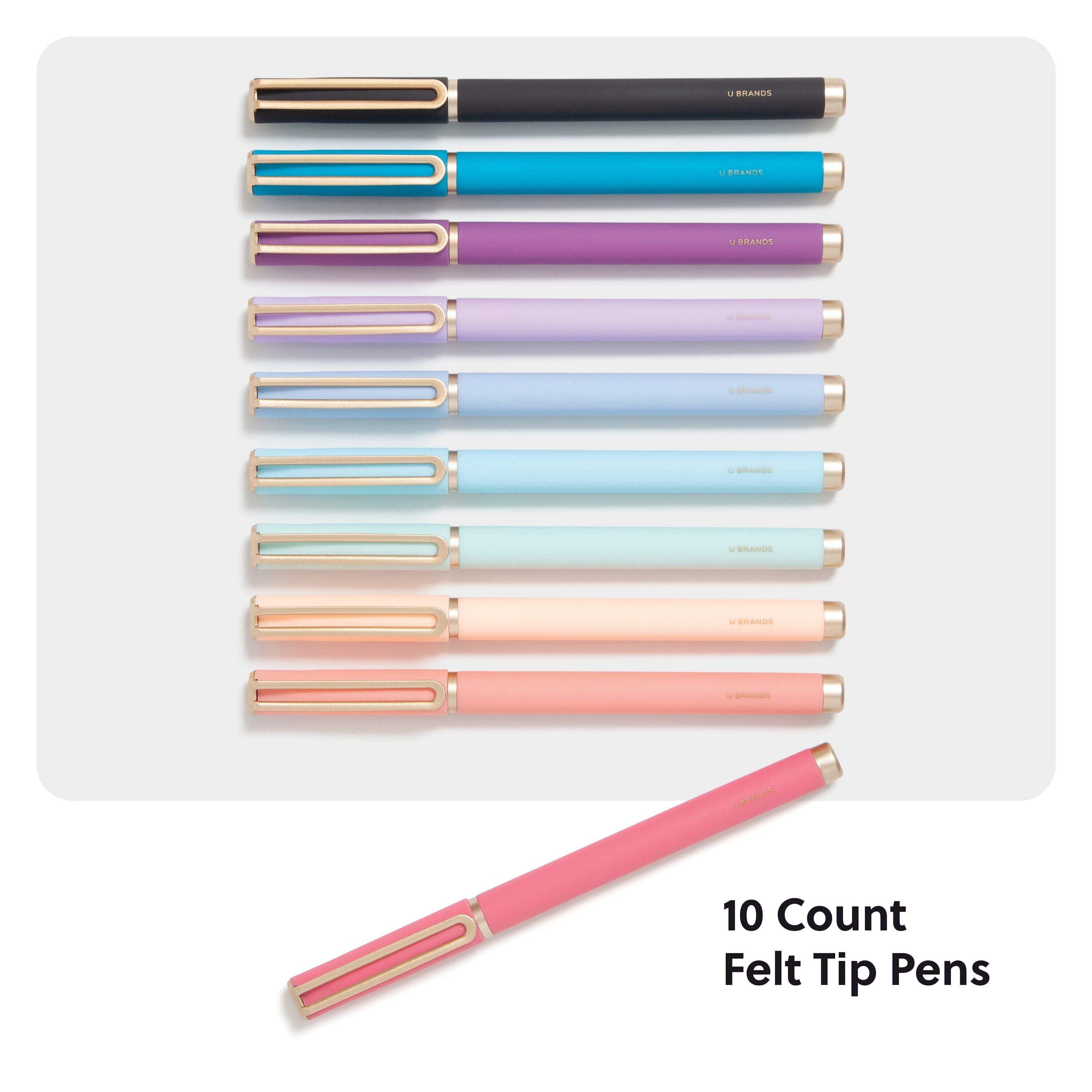 U Brands Catalina Felt Tip Pens, 10 Count, Soft Touch, Medium (0.7 mm) Point, Assorted Color Ink