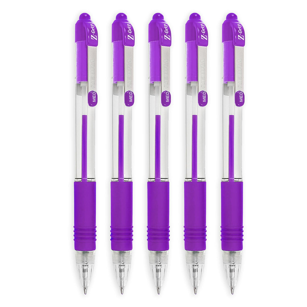 Zebra Z-Grip Retractable Ballpoint Pen - 1.0mm Nib - Economy Pack of 20 - Violet Ink
