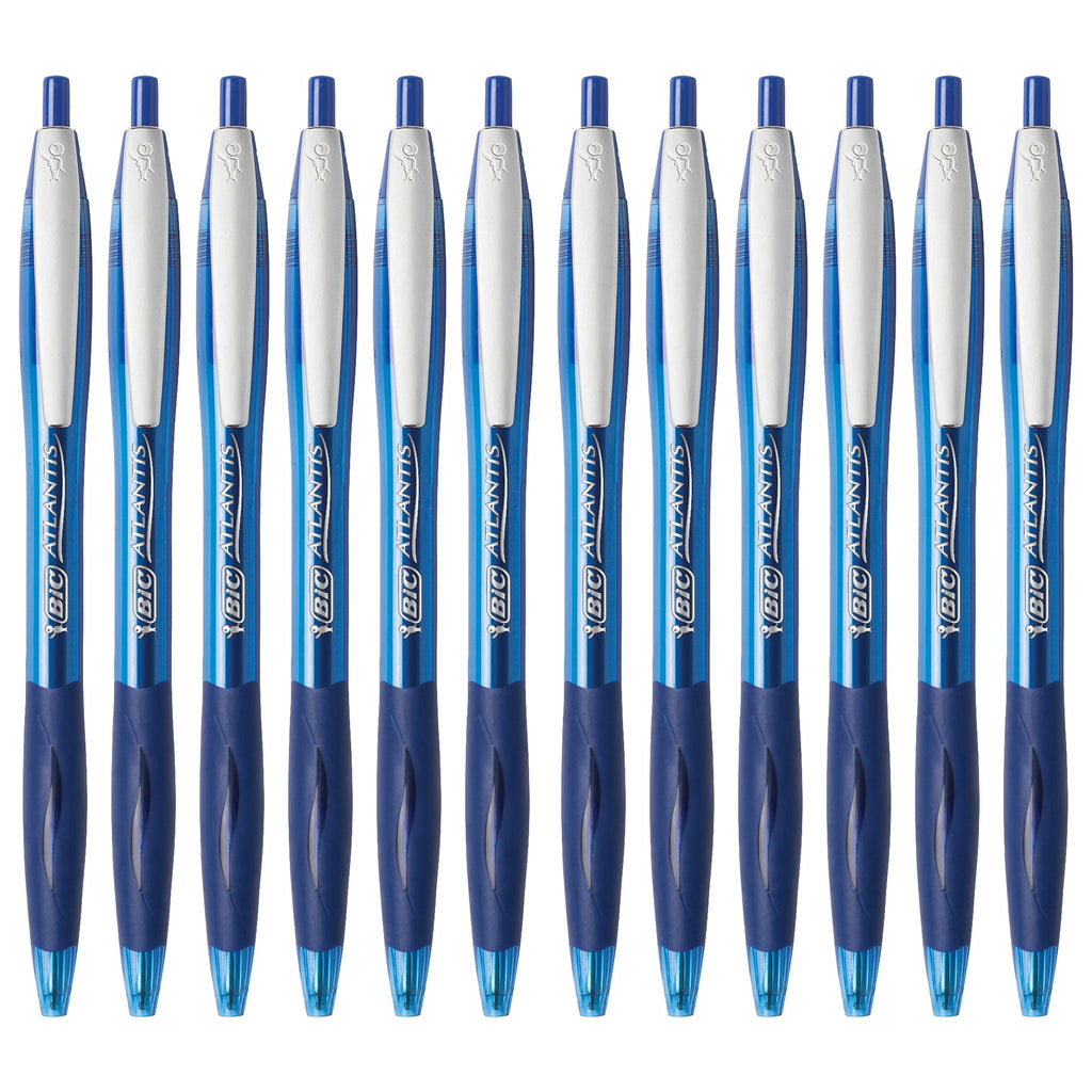 BIC Glide Black Retractable Ballpoint Pens, Medium Point (1.0mm), 12-Count, Blue