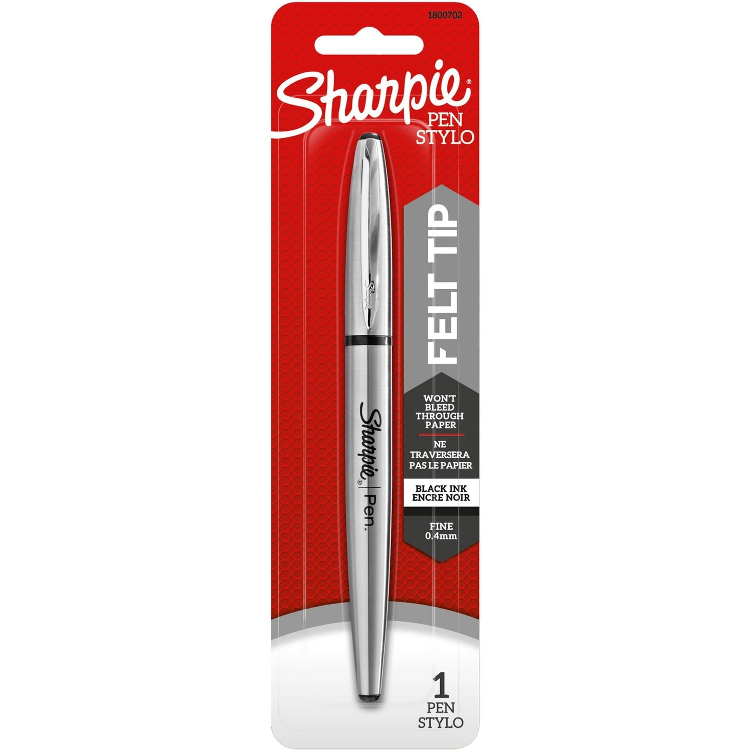 Sharpie® Stainless Steel Refillable Pen, Fine Point, Stainless Steel Barrel, Black Ink