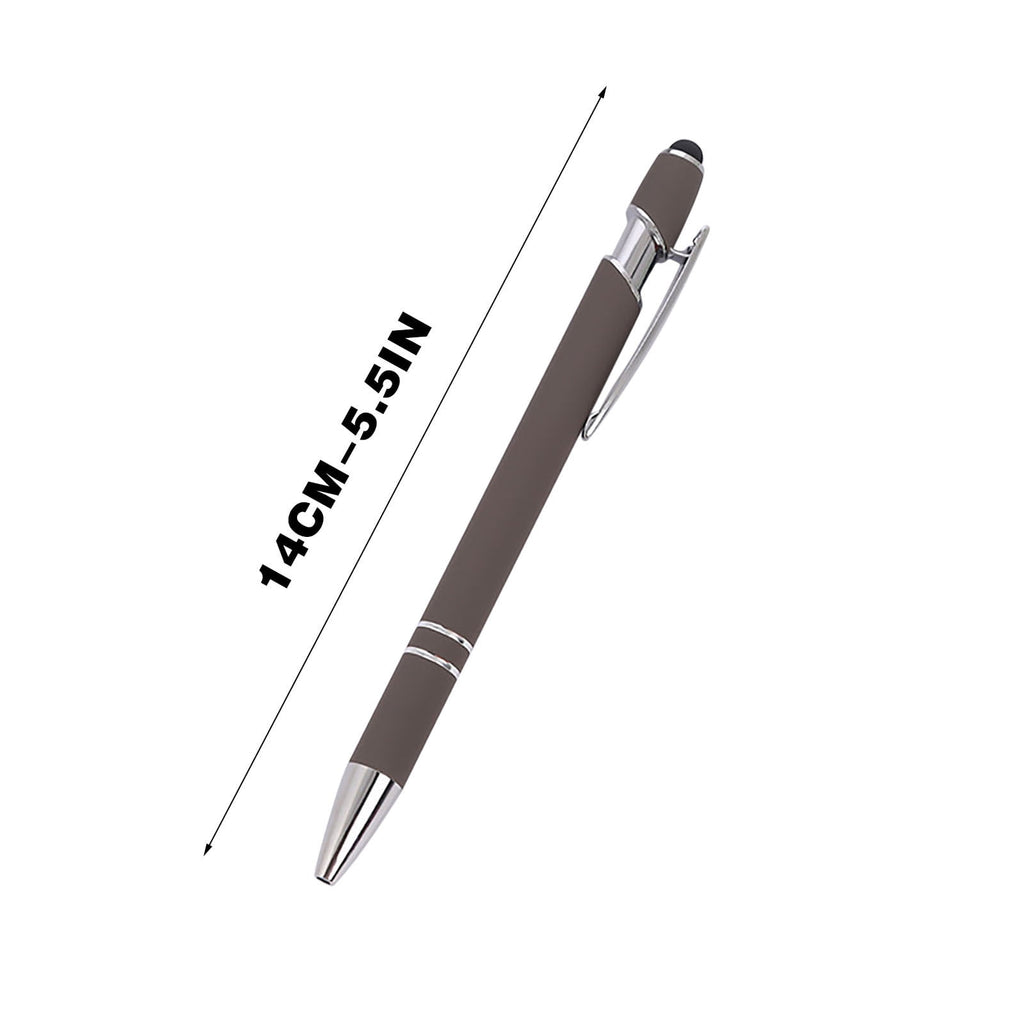 Hiroekza Aluminum Ballpoint Pen with Touchscreen Tip - Metal Body, 1.5g Ink, 5pc Set for Business, Student Writing, and Screen Use Brown