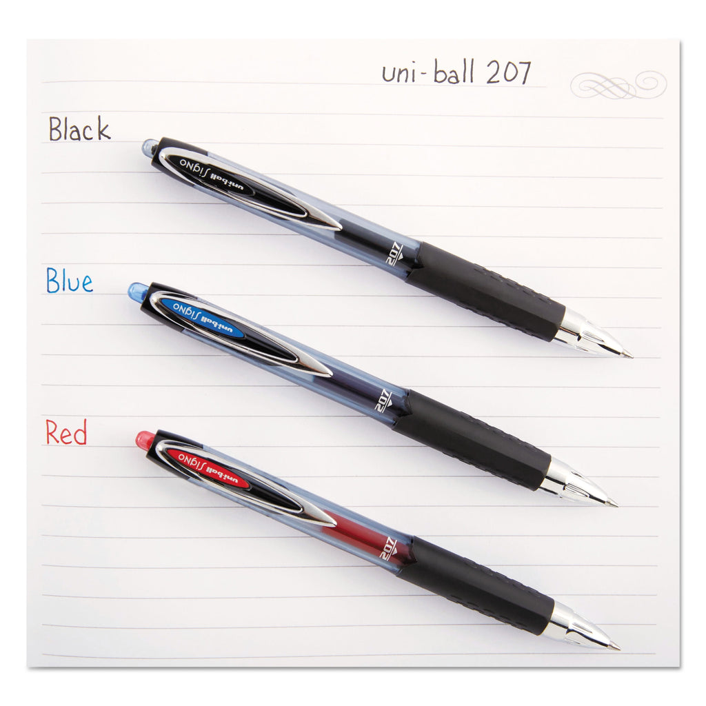uni-ball 207 Retractable Gel Pens, Medium Point, Black, 4 Pack