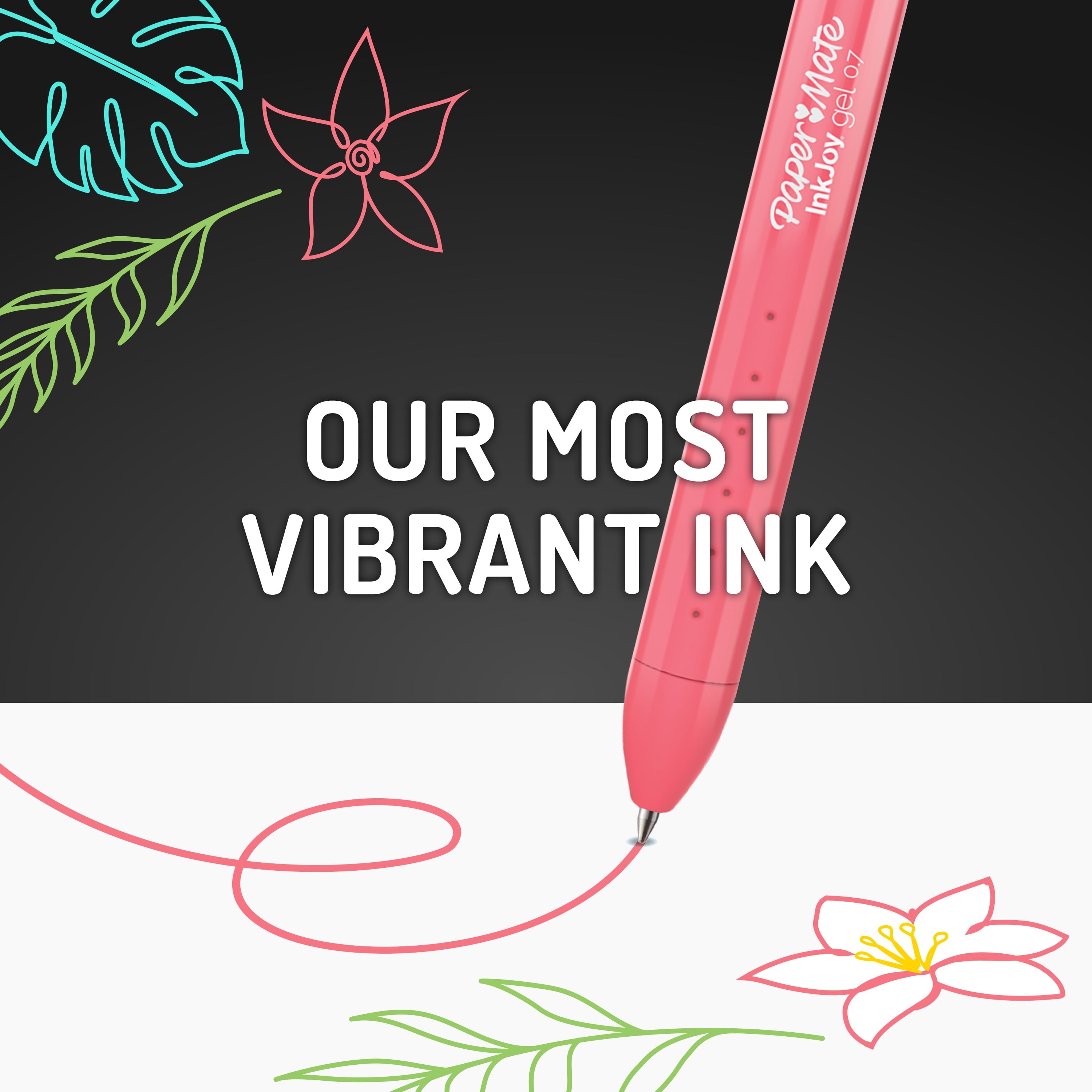 Paper Mate InkJoy Bright Pens, Gel Pens, Medium Point (0.7mm), Retractable, Bright White Ink, 3 Ct