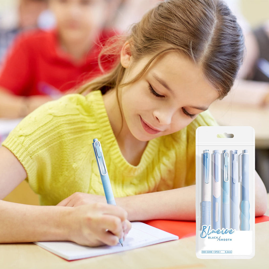 PPLoney 5 Pack 0.5mm Fast Drying Gel Pens - Smooth Writing, Convenient Press Design, Ideal for Exams, Office Work, and More - Clear Ink Level View, Lightweight and Portable