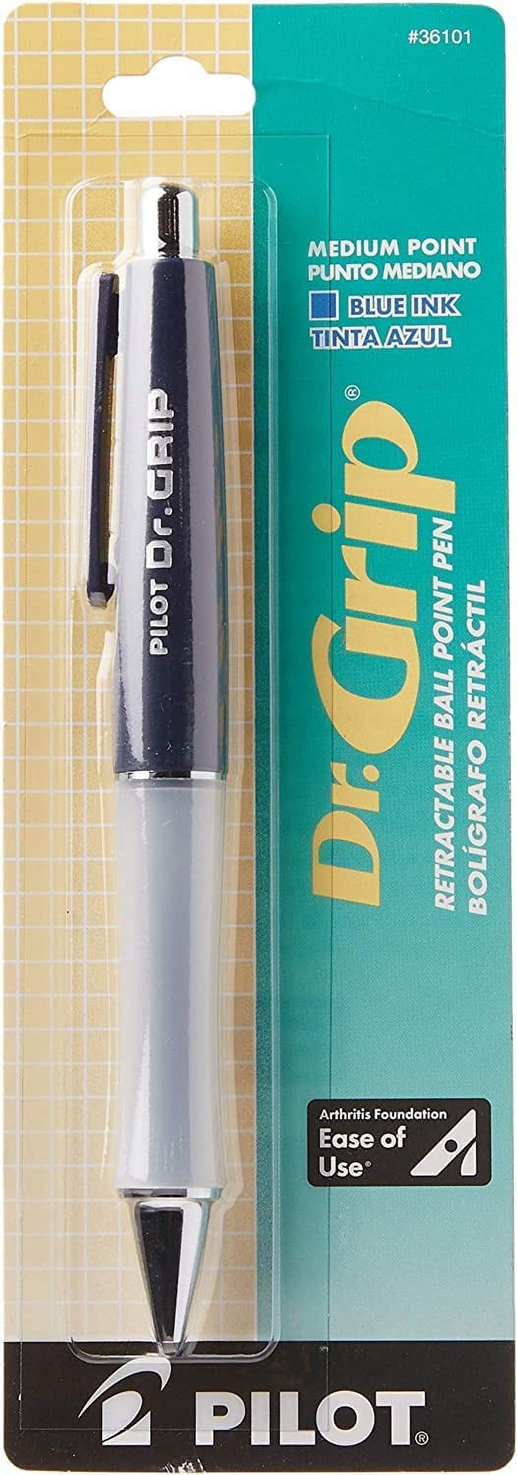 Pilot Dr. Grip Retractable Ballpoint Pens Single with 12 Blue refills, Medium, Blue Ink, 13 Count