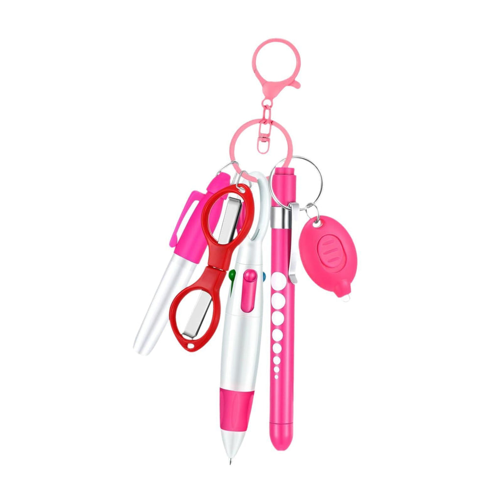 PETSOLA 6 Pieces Nurse Pen Set Party Favor Office Supplies Gift Retractable Ball Pen Pink