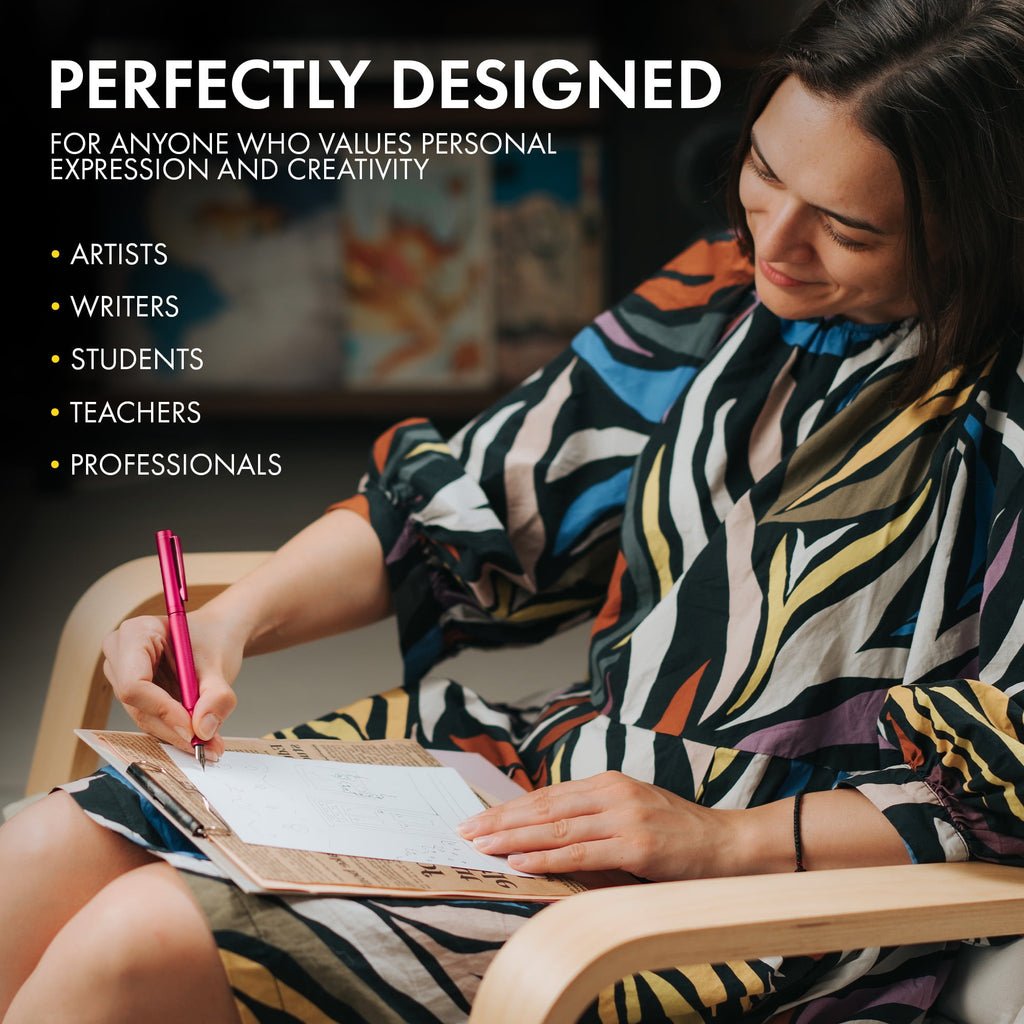 Scrivi Pens Luxury Fountain Pen Set-[Red] Fountain Pens for Writing - Smooth Extra Fine Nib - Includes Refillable Ink Converter, 5 Ink Cartridges [Black & Blue], Gift Box - Elegant Calligraphy