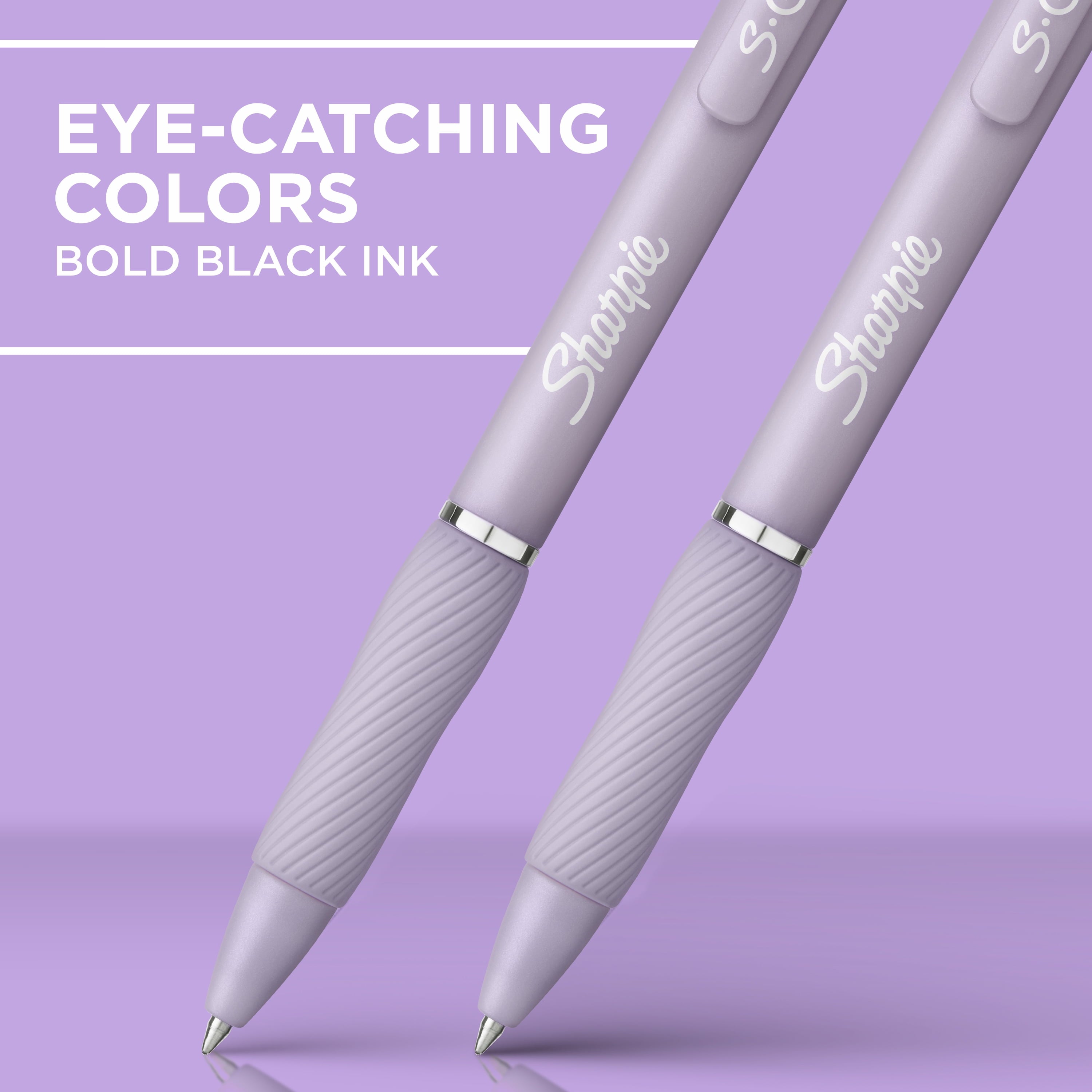 Sharpie S-Gel Pens, Medium Point (0.7mm), Violet Barrel, Black Ink, 4 Count