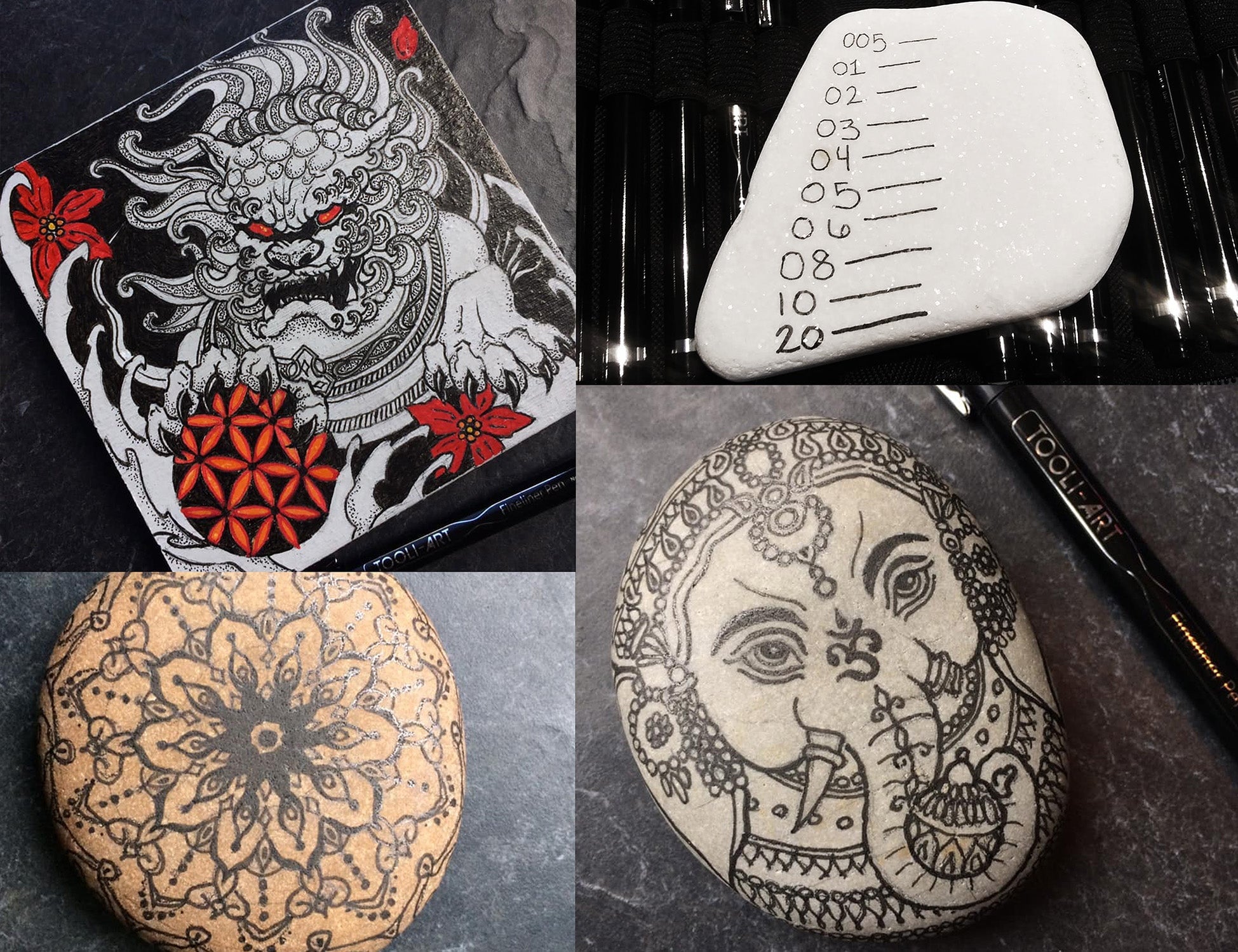 TOOLI-ART Micro-Line Needlepoint Pens Pack with Organizer Case, Black Ink, 14 Count