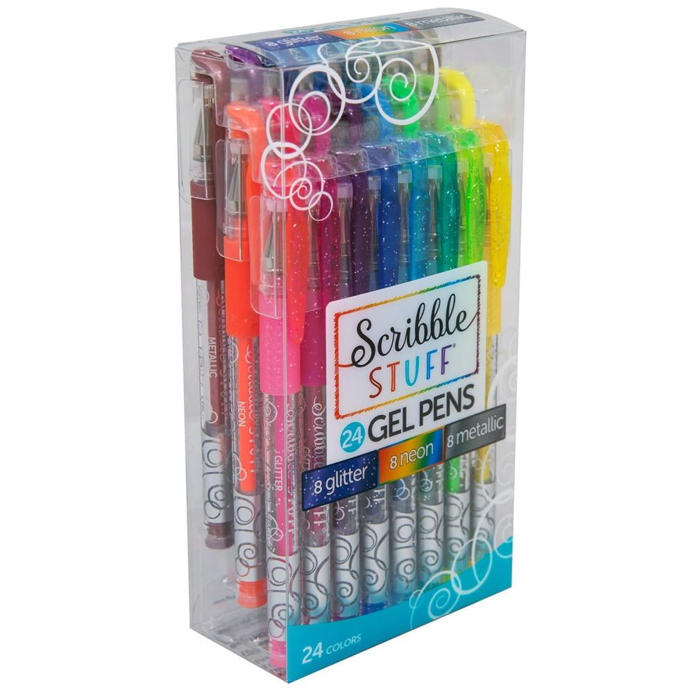 Scribble Stuff Gel Pens – 24 Count, Glitter, Neon & Metallic Inks, Assorted Colors
