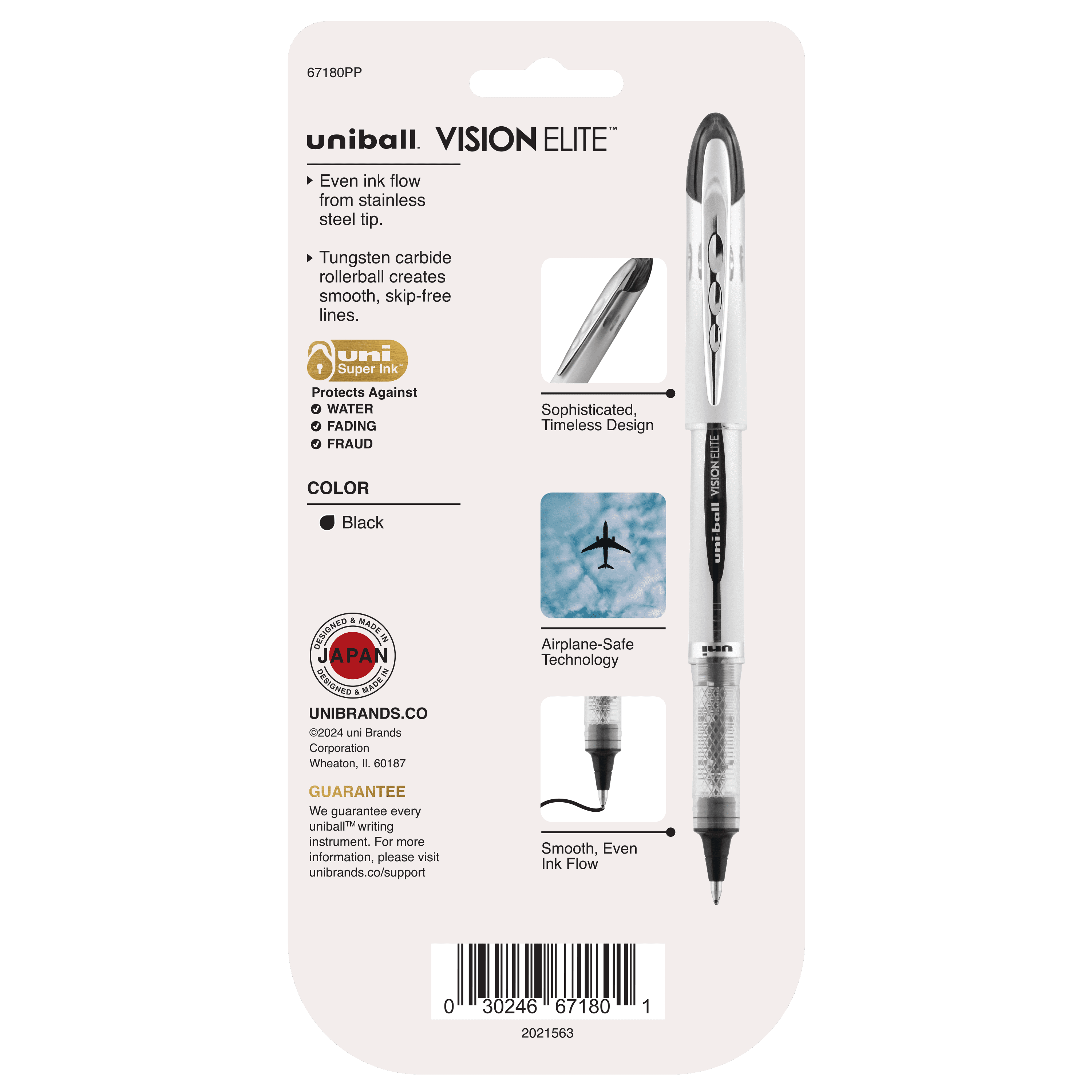uniball Vision Elite Rollerball Pens, Bold Point (0.8mm), Black, 4ct