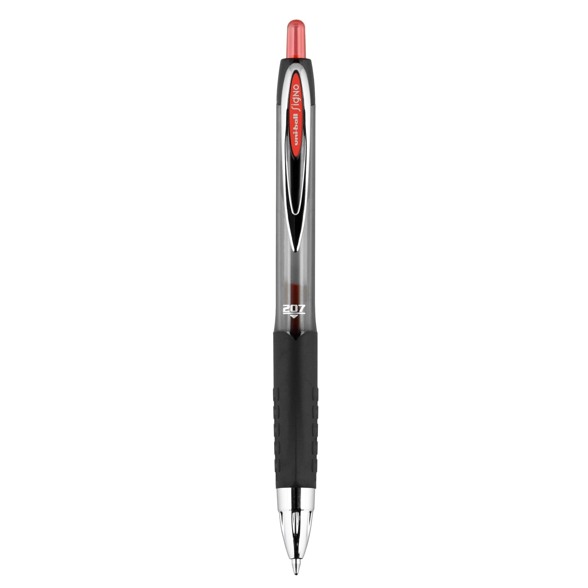 Uniball 207 Retractable Gel Pens, Medium Point (0.7mm), Red Ink, 12 Count