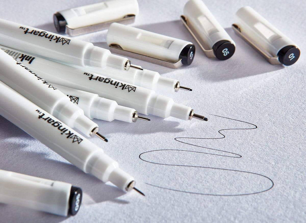 KINGART Inkline Art & Graphic Pens, Fine Line, Archival Black Ink, Assorted Sizes, 10 Count