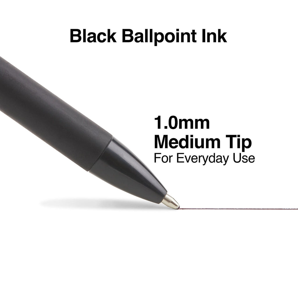 TRU RED Ballpoint Gripped Retractable Pen Medium Point 1.0mm Black Dozen TR59161