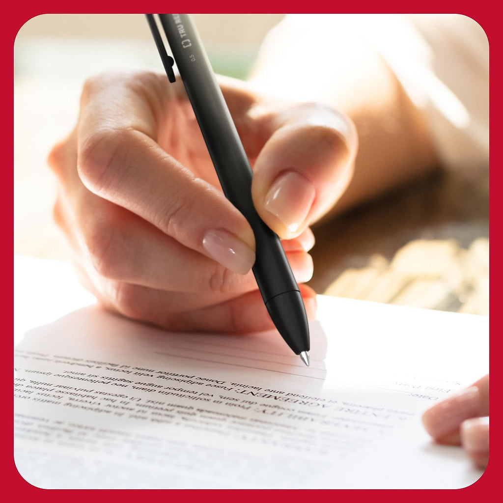 TRU RED Retractable Quick Dry Gel Pens Fine Point 0.5mm Blk Dozen TR54489