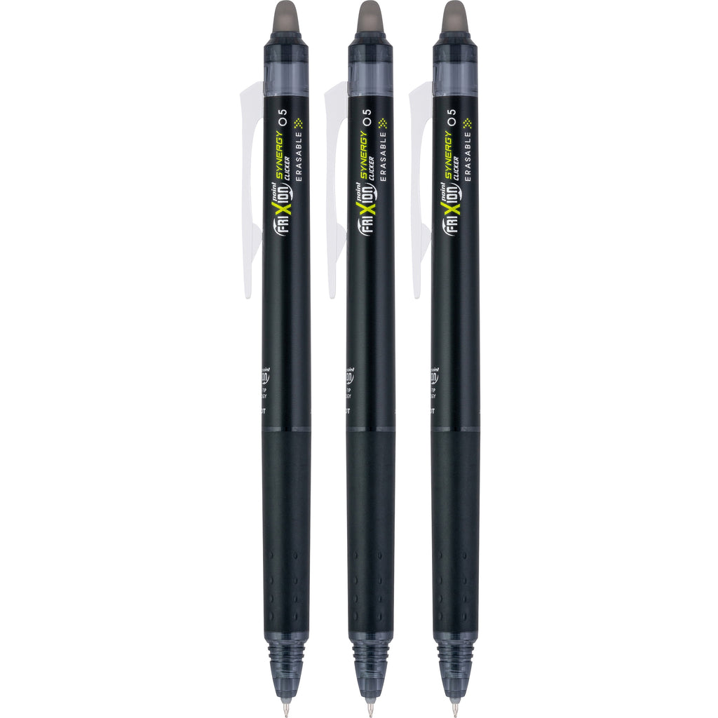 Pilot FriXion Synergy Clicker Erasable Gel Pens, Extra Fine Point, Black Ink, 3 Count