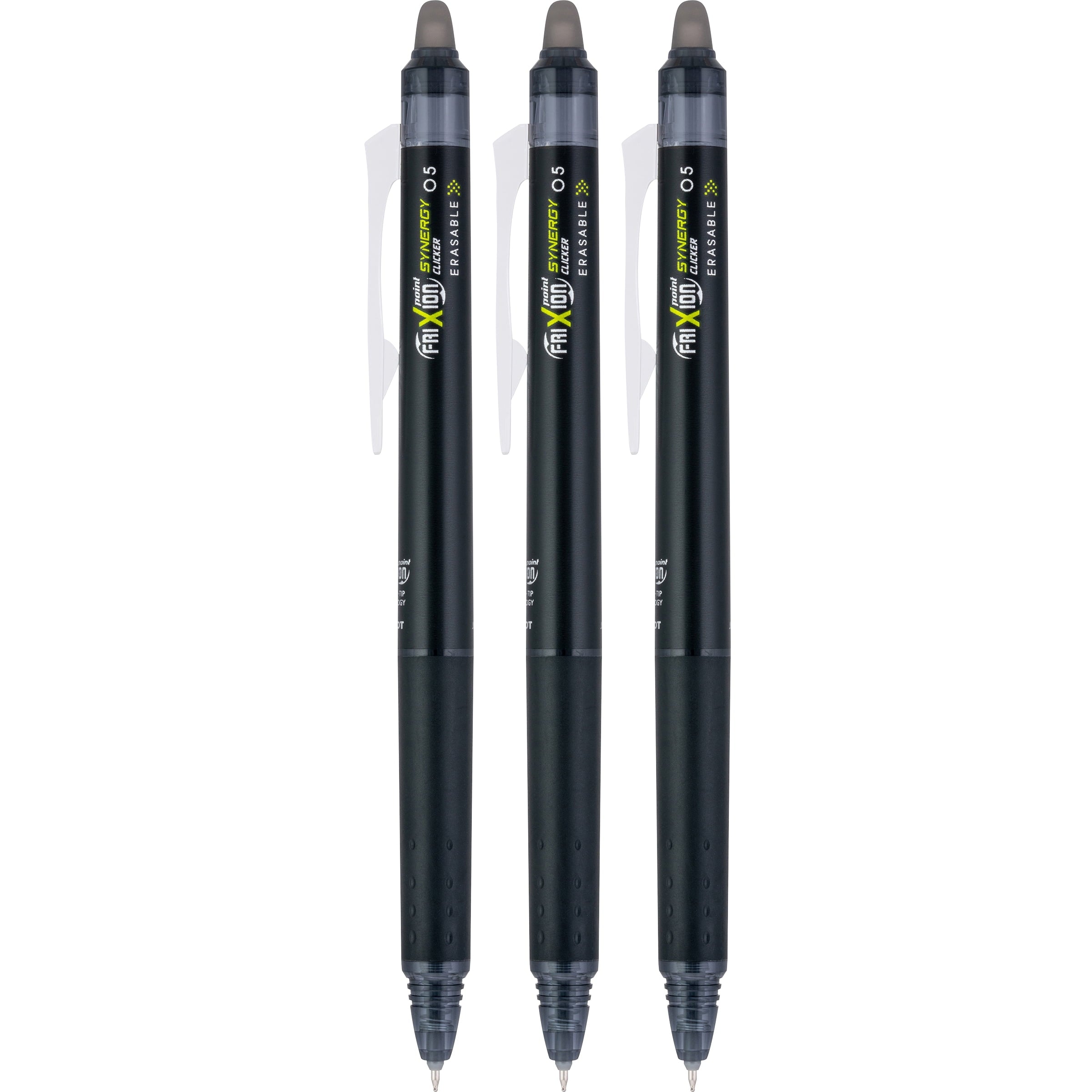 Pilot FriXion Synergy Clicker Erasable Gel Pens, Extra Fine Point, Black Ink, 3 Count