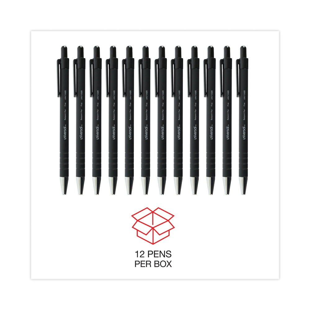 Universal UNV15520 0.7 mm Fine Retractable Ballpoint Pen - Black (1 Dozen)