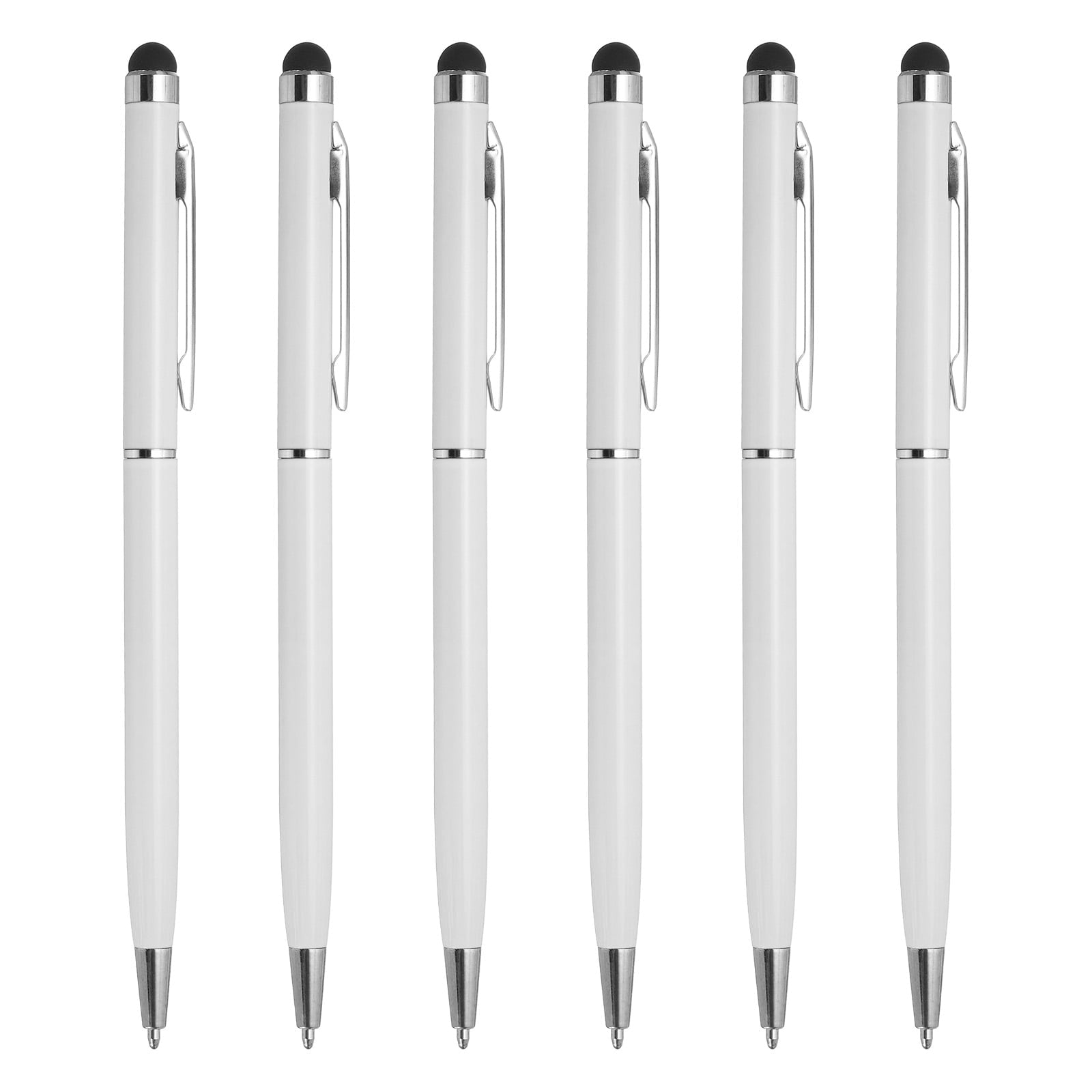 Uxcell 6pcs Metal Stylus Pen Ballpoint Pen 2 in 1 Universal Retractable Ink Pen with Stylus Tips Pink