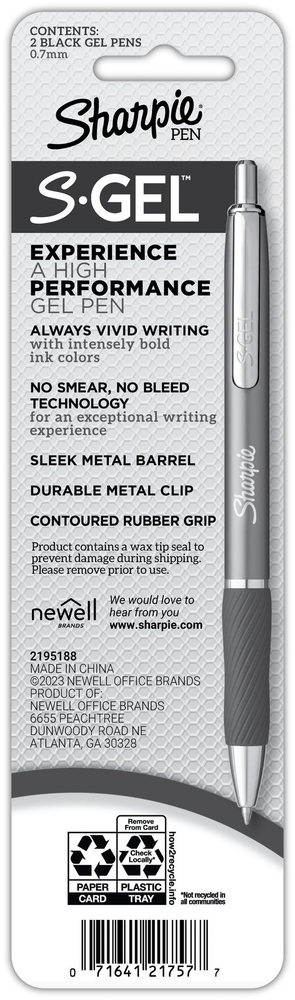 Sharpie S-Gel Pen, Metal Barrel, Medium Point (0.7mm), 2-Pack