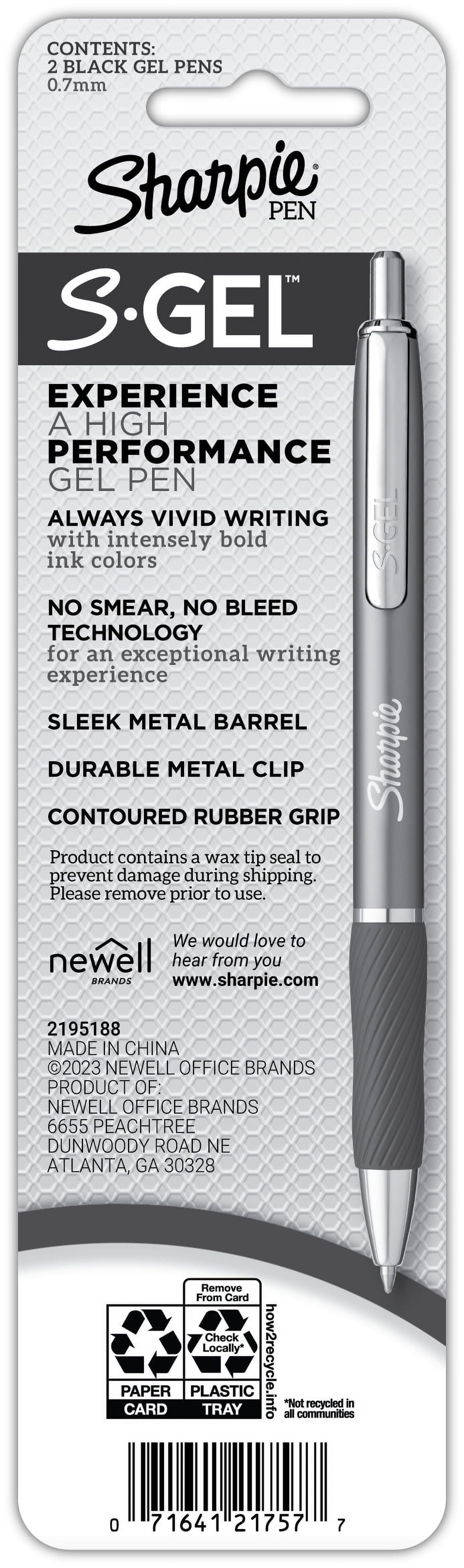 Sharpie S-Gel Pen, Metal Barrel, Medium Point (0.7mm), 2-Pack