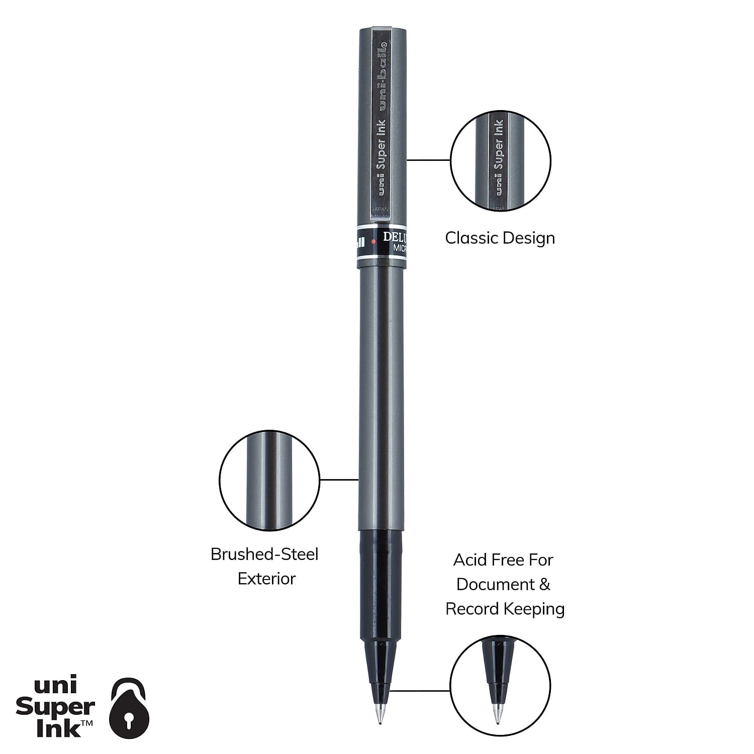 uni-ball Deluxe Roller Ball Pen Micro Point 0.5 mm 1/EA 498550