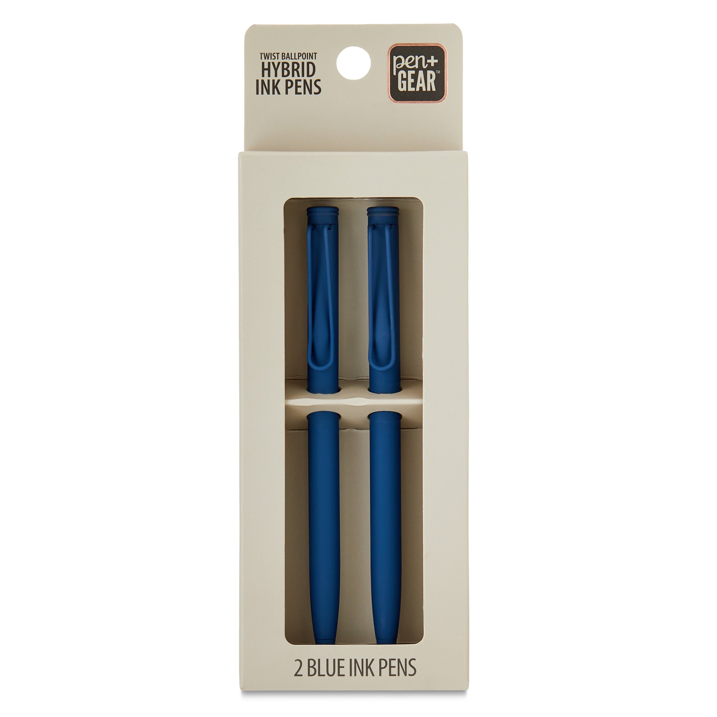 (4 pack) Pen+Gear Twist Ballpoint Hybrid Ink Pens, 1.0mm, Medium Point,  Blue Ink, 2 Count