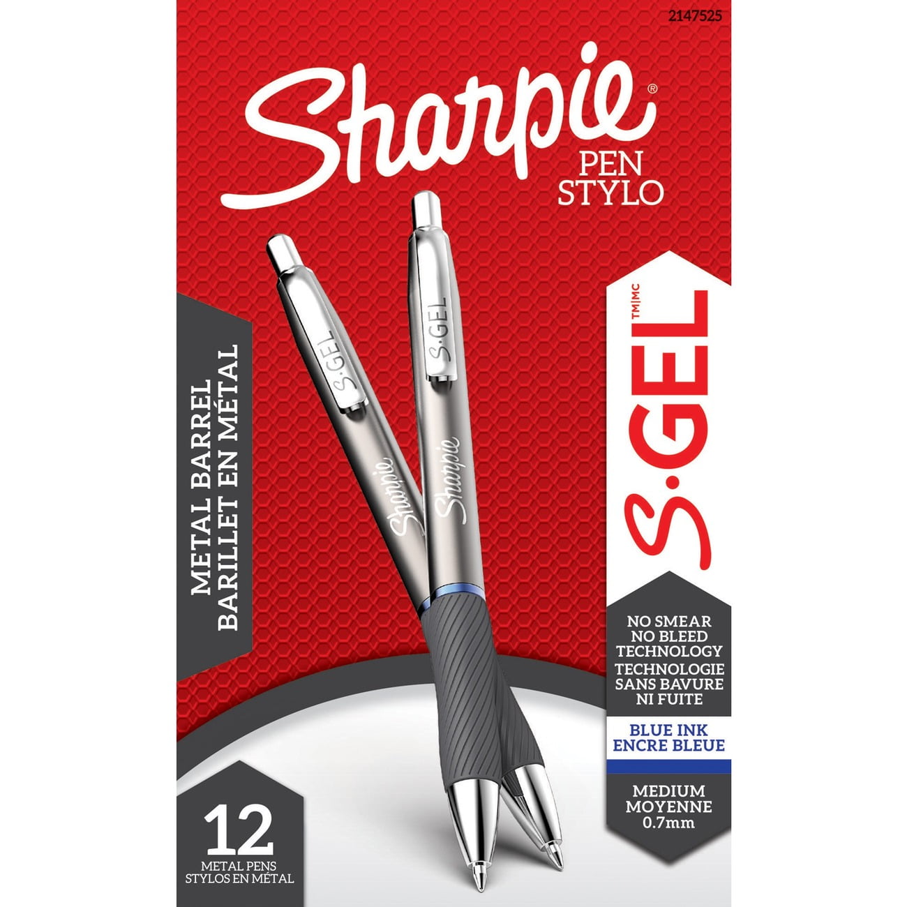 Sharpie S-jel Pens - 0.7 mm Pen Point Size - Blue jel-based  - Gunmetal Barrel