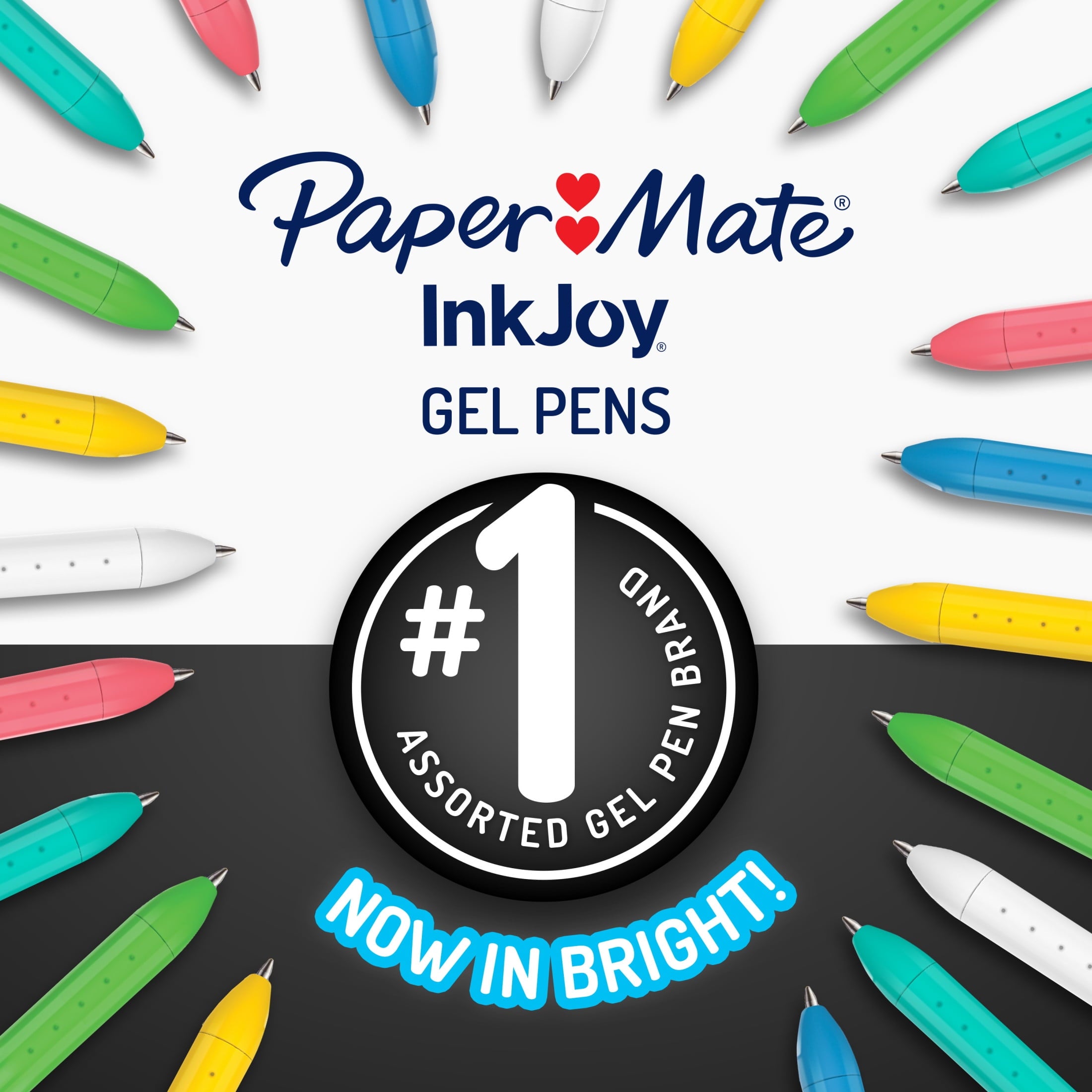 Paper Mate InkJoy Bright Pens, Gel Pens, Medium Point (0.7mm), Retractable, Assorted Brighter Ink, 3 Count