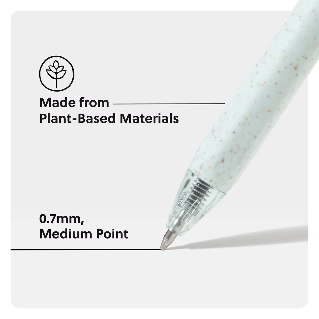 U Brands U-Eco Gel Click Pens with Refills, 8 Count, Medium (0.7 mm) Point, Black Ink