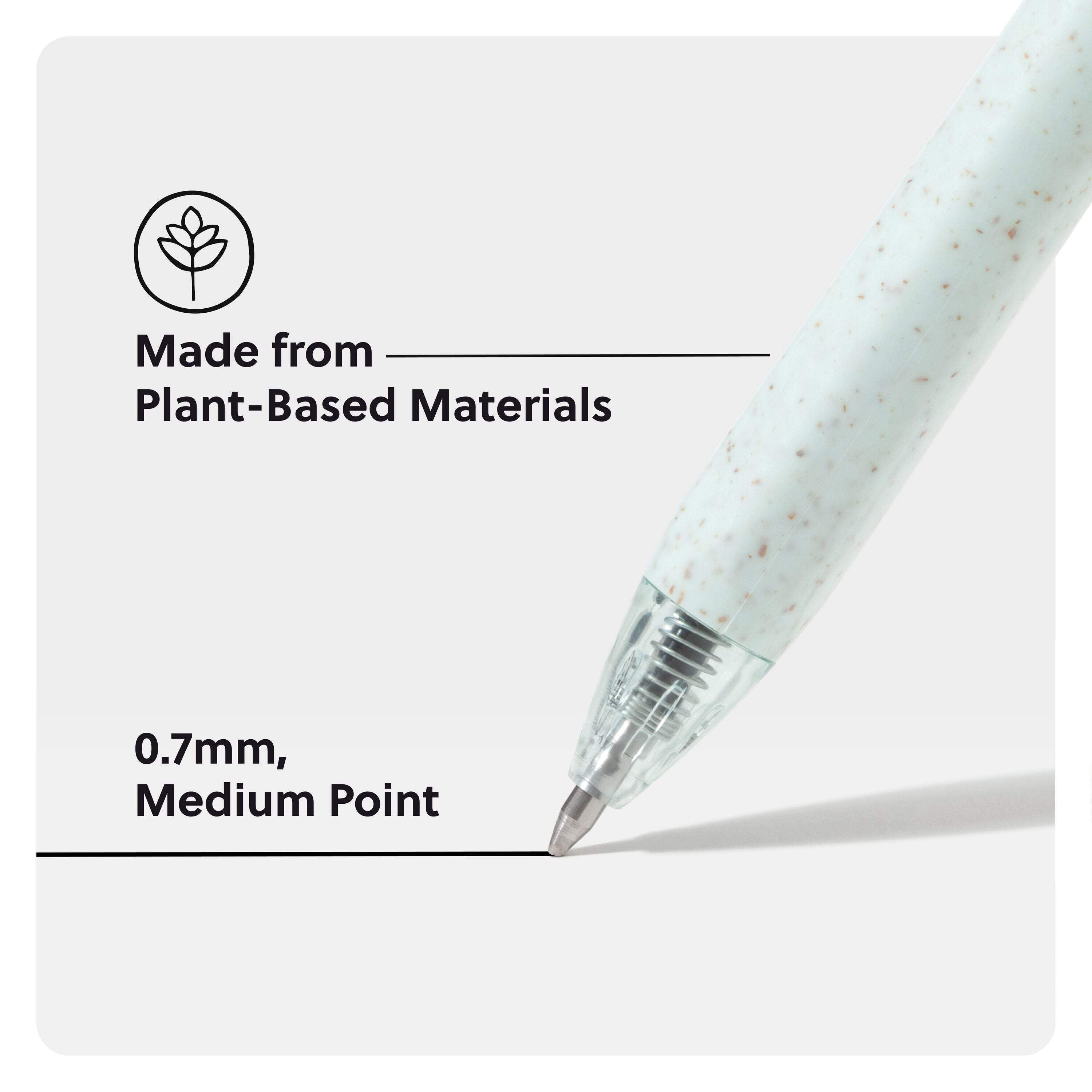 U Brands U-Eco Gel Click Pens with Refills, 8 Count, Medium (0.7 mm) Point, Black Ink