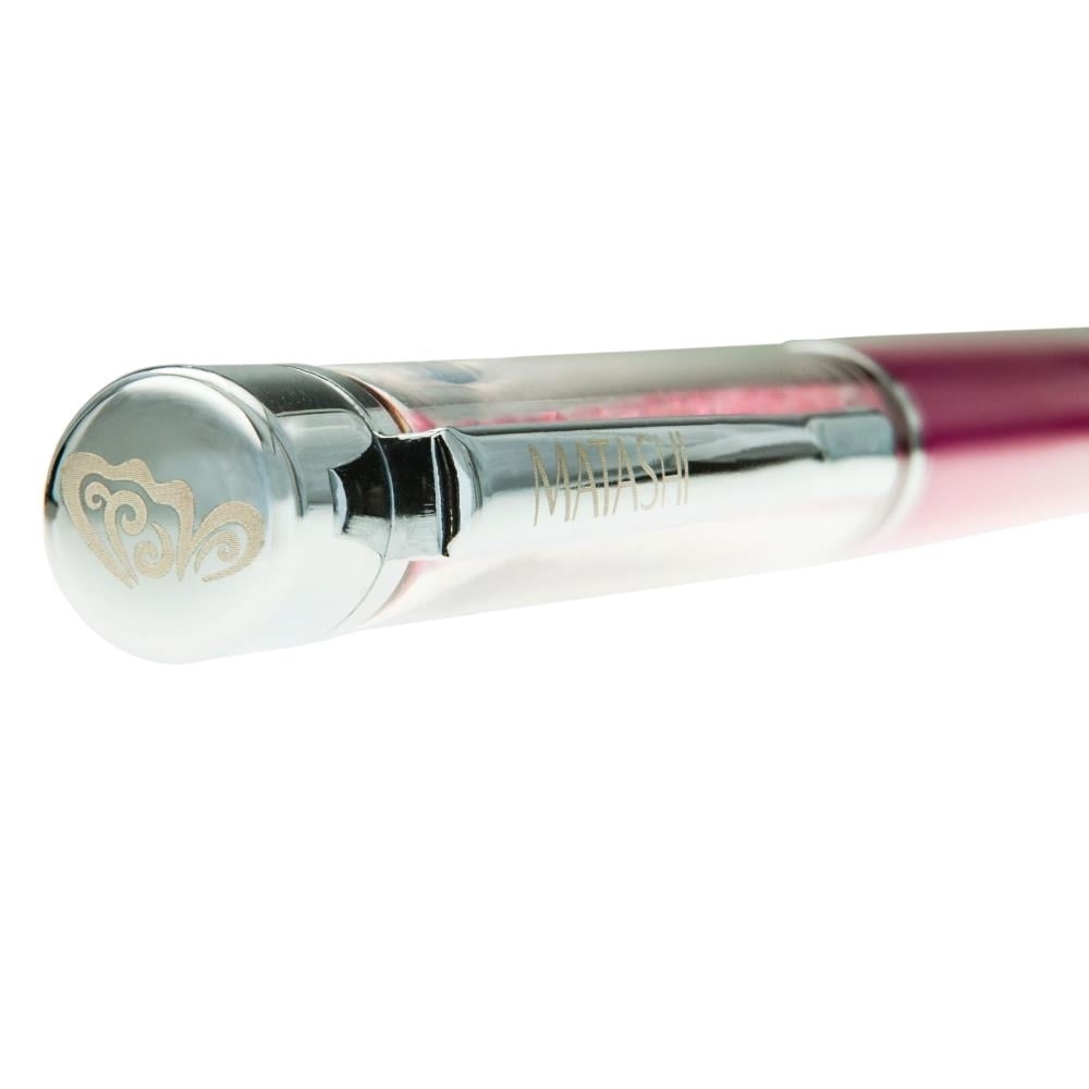 Pink Themed Chrome Plated Comfort Grip Ballpoint Pen with Pink Crystal Filled Top and Matashi Etching