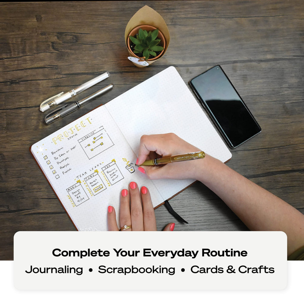 Uniball Gel Impact Pens, Bold Point (1.0mm), Silver Metallic Ink, 12 Count